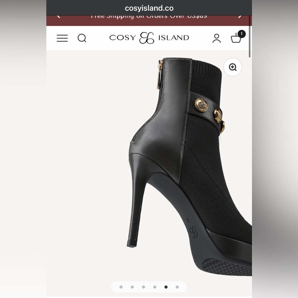 Chic Black Heeled Ankle Boots with Gold Accents - Picture 3 of 8